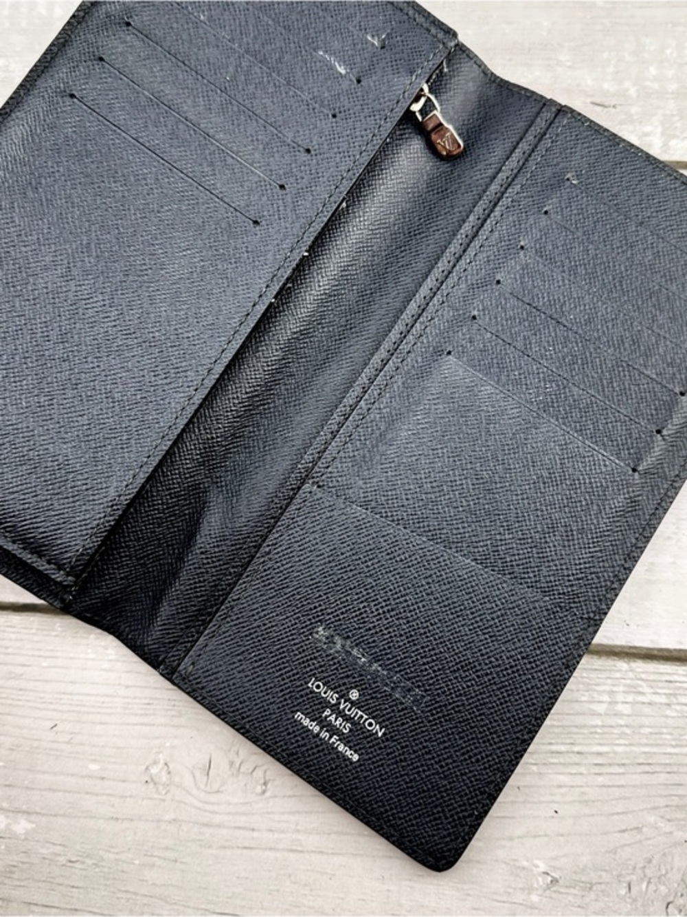 AUTHENTIC Louis Vuitton Monogram Porte Valeurs Checkbook Wallet. Color: Black